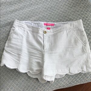 Lilly Pulitzer White High Waist Scalloped Shorts